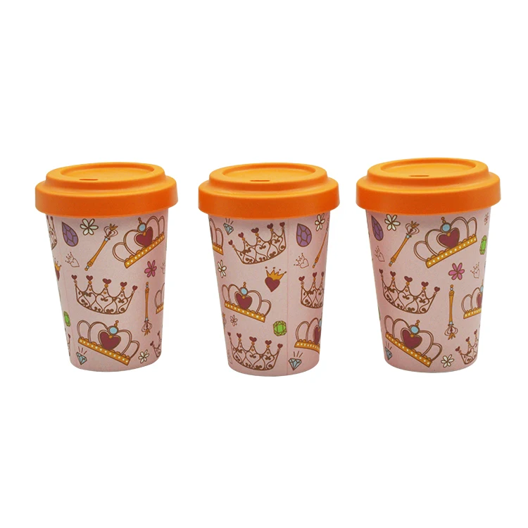 

Customized Eco Bamboo Fiber Reusable Coffee Cup Natural Travel Mug, As picture