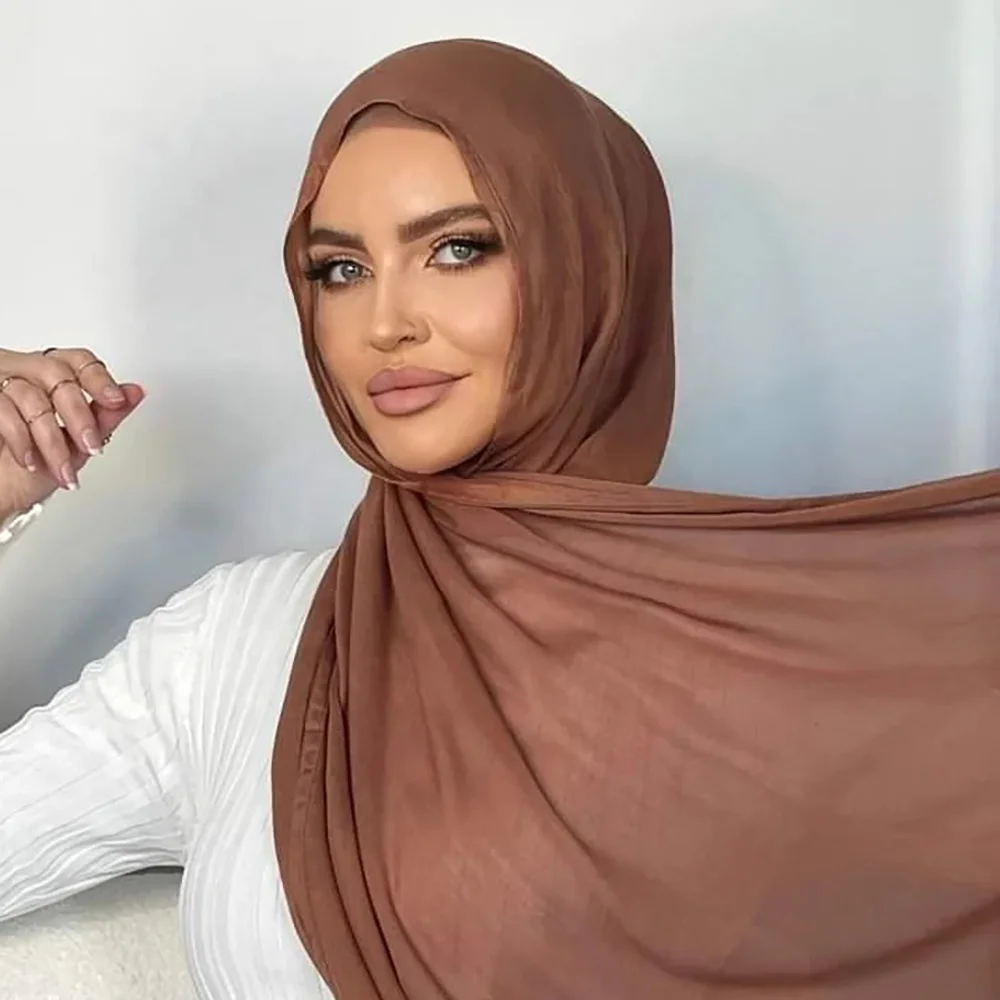 

NEW Wholesale Light Weight Cotton Modal Plain Hijab Muslim Women Shawl Double Stitches Edge with Tassel 100% Viscose Hijab Scarf