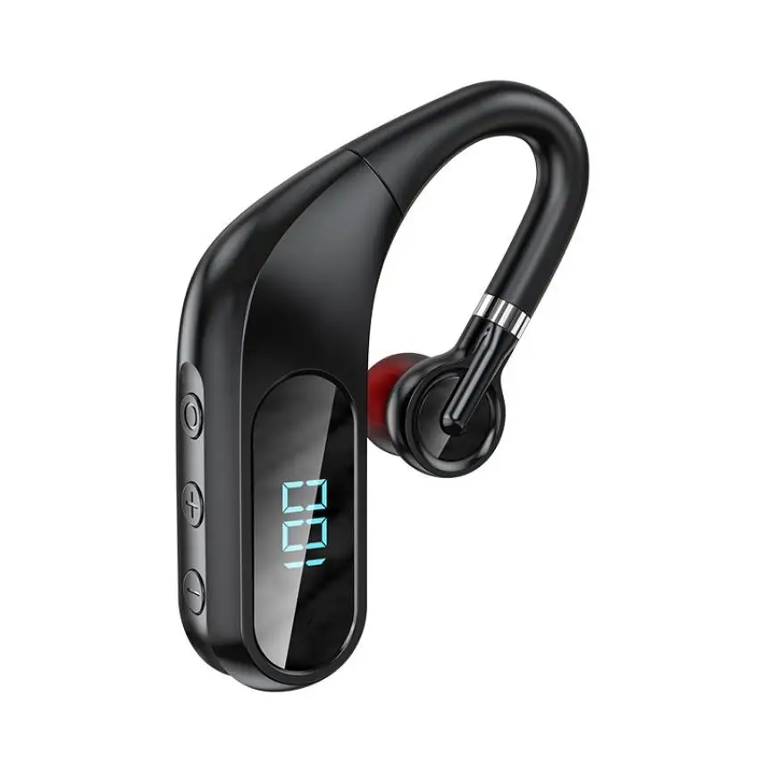 

KJ10 Bluetooth 5.0 Business Headset Wireless Single Ear Hook Headphones LED Display Handsfree Earbud Earphone Long Standby, Black, blue