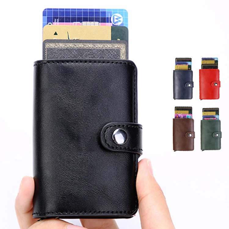 

Stock RFID Bolcking Business Name Card Holder PU Leather Card Holder Wallet Credit Card Case For Men