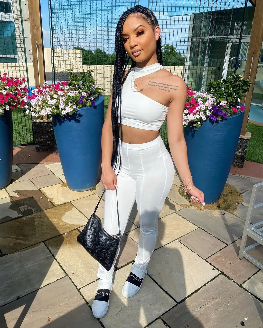 

MN8339 2021 New Arrival Women Solid Color White Irregular Crop Long Pencil Pant 2 Piece Set