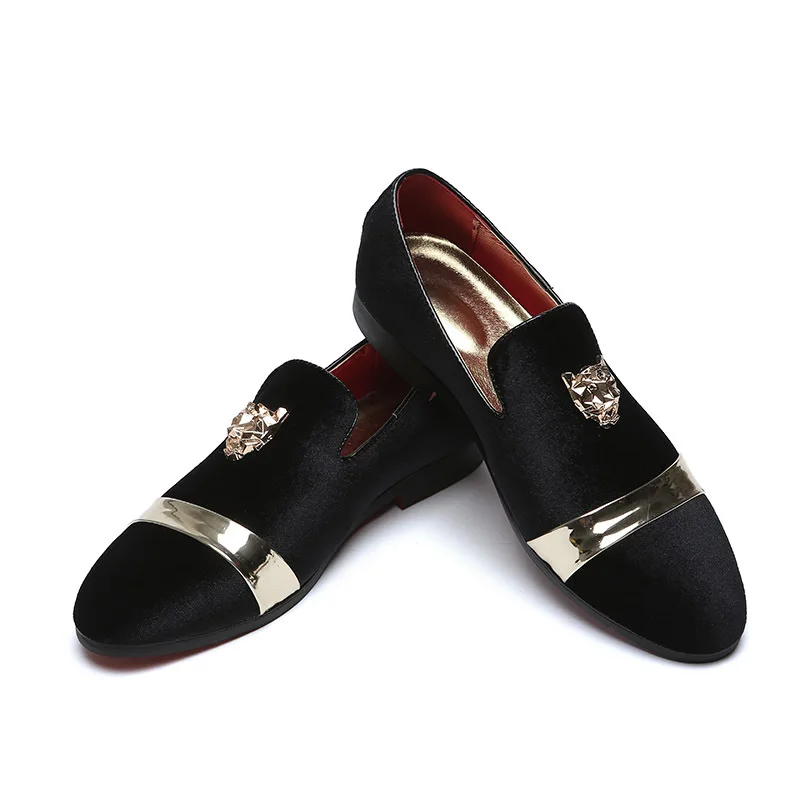 

Nubuck leather loafers gold tiger head buckle men's leather shoes, Colors