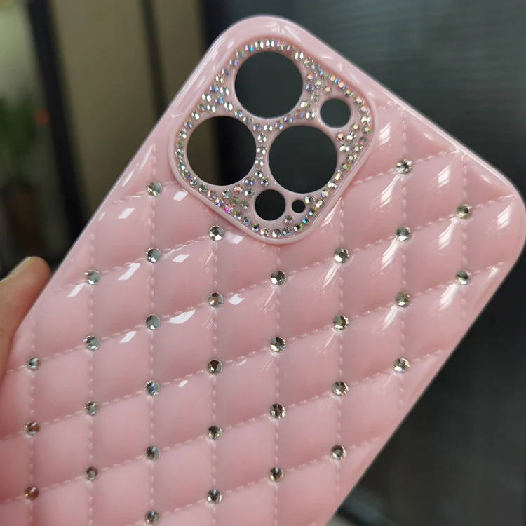 

Excellent Bling Diamond Camera Protection Back Cover with Soft Microfiber Cloth TPU Mobile Cell Phone Case For Iphone 12 Mini