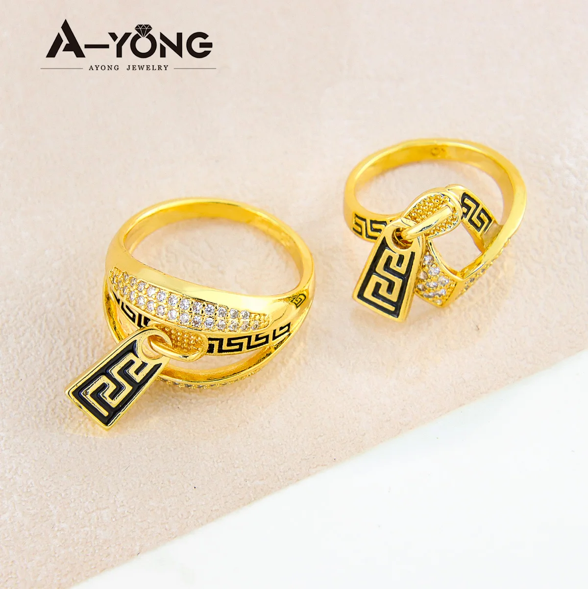 Unique Design Wholesale Irregular Zircon Finger Ring 18k Gold Plated Rings for Women