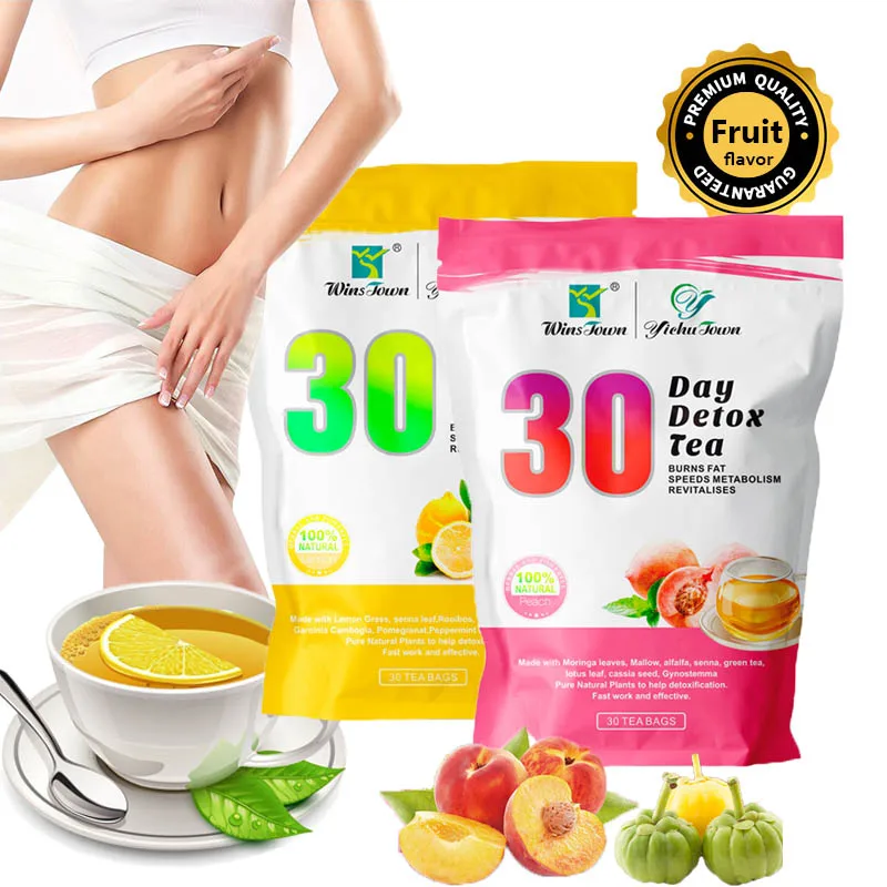 

Weight loss 30 Days Detox slim tea Peach lemon fruit flavor 100% natural herbal skinny flat tummy slimming tea for beauty