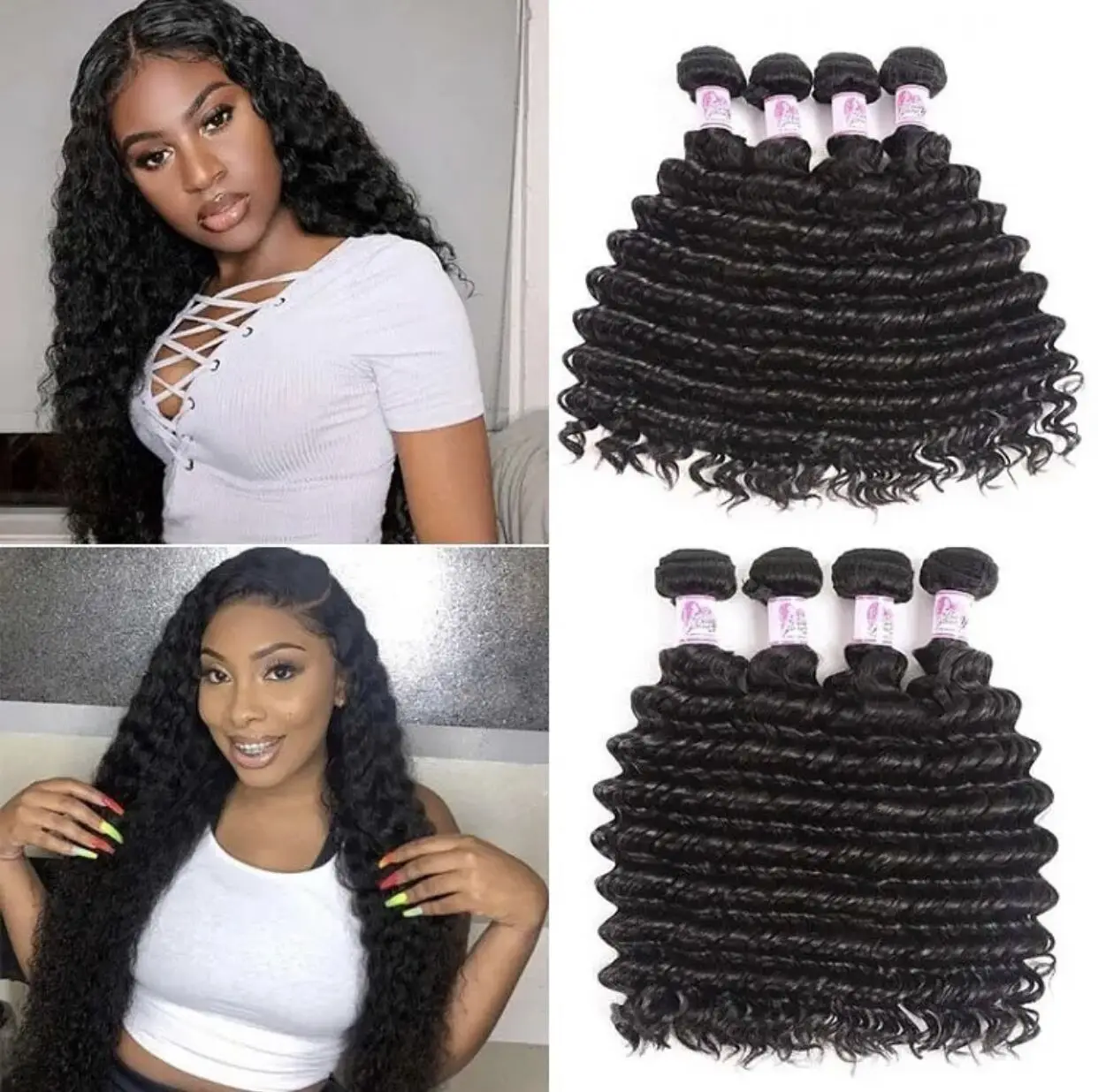 

wholesale top quality unprocessed Mink Brazilian raw Extension Deep Wave Human Virgin Hair Bundle