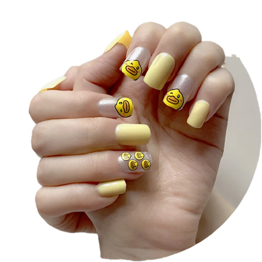 

RTS Cute Duck Press on Nails Soft Yellow Duck False Nail Tips Artifical Full Cover Pre-designed Nail Tips