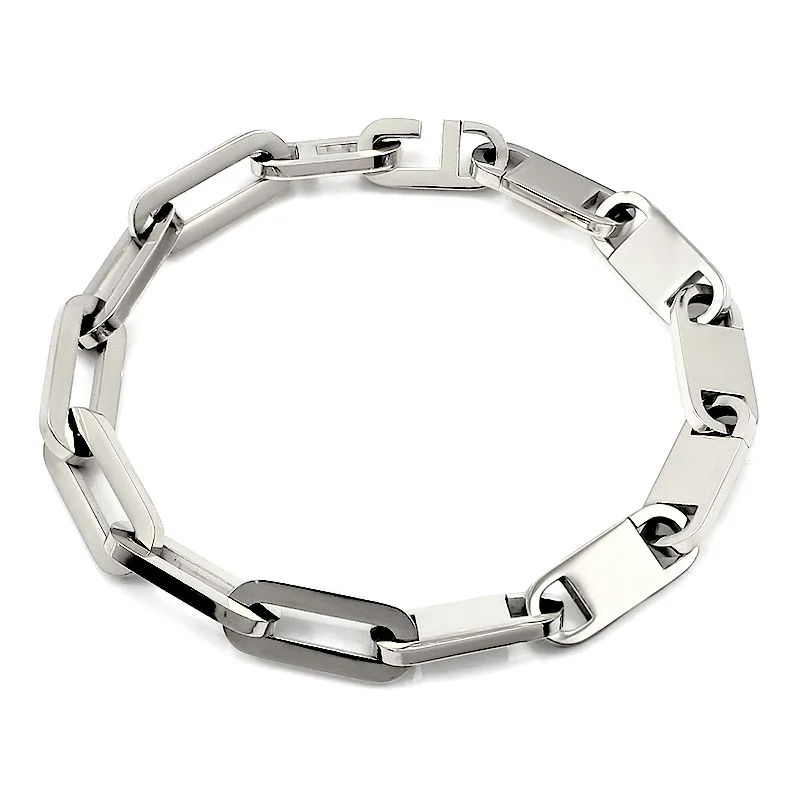 

2021 Stainless Steel Bracelet Geometric Style Gold Silver Color DIY Jewelry Oval Chain for Men and Women