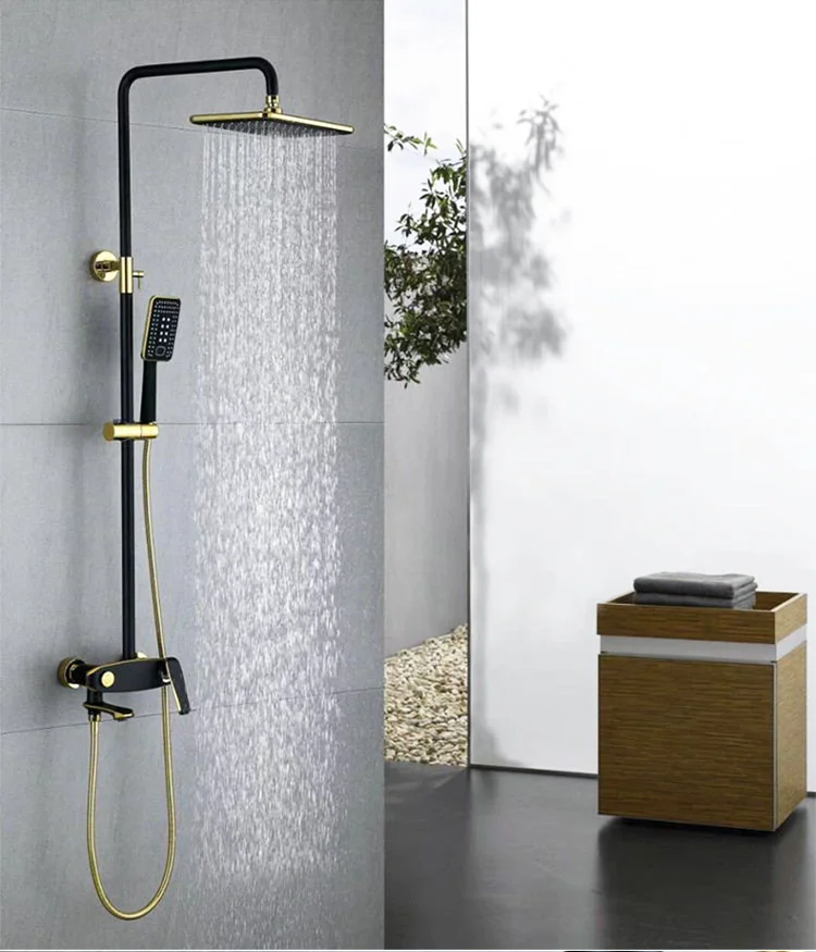 Hogh Quality Black Waterfall Luxurious Rain Fall Bath & Faucets Black shower