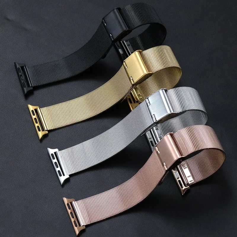 

Milanese loop stainless steel metal buckle strap for apple watch series 6 5 Metal Bracelet Strap for apple