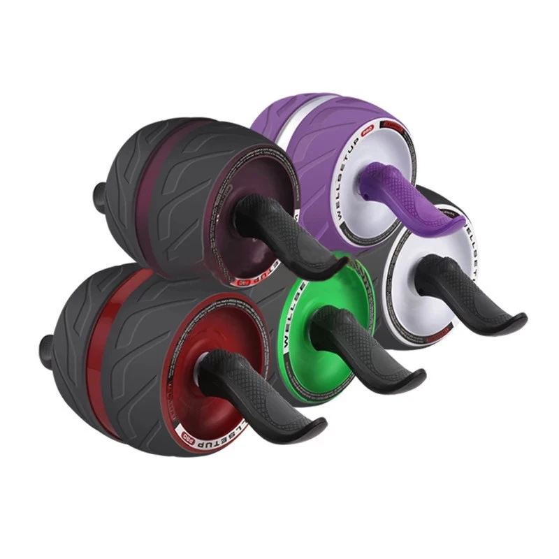 

Anti skid double wheel ab roller portable exerciser with knee mat for abdominal stomach total body workout back exercise fat los, Black+red,black+green,black+purple ,purple+white ,black+white