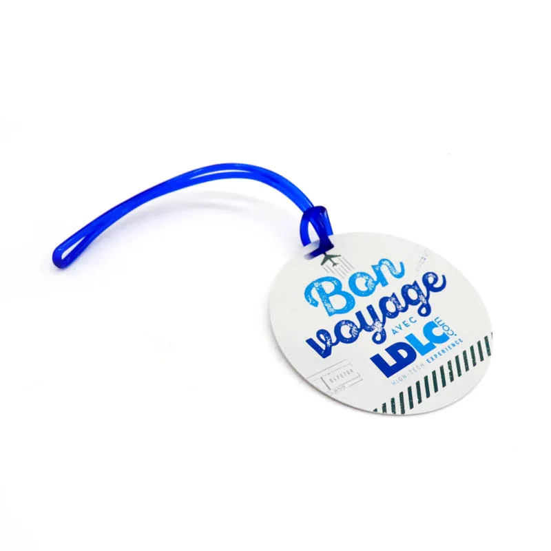 

Customized Round Shaped Sublimation Luggage Tag with Blue Plastic Loop