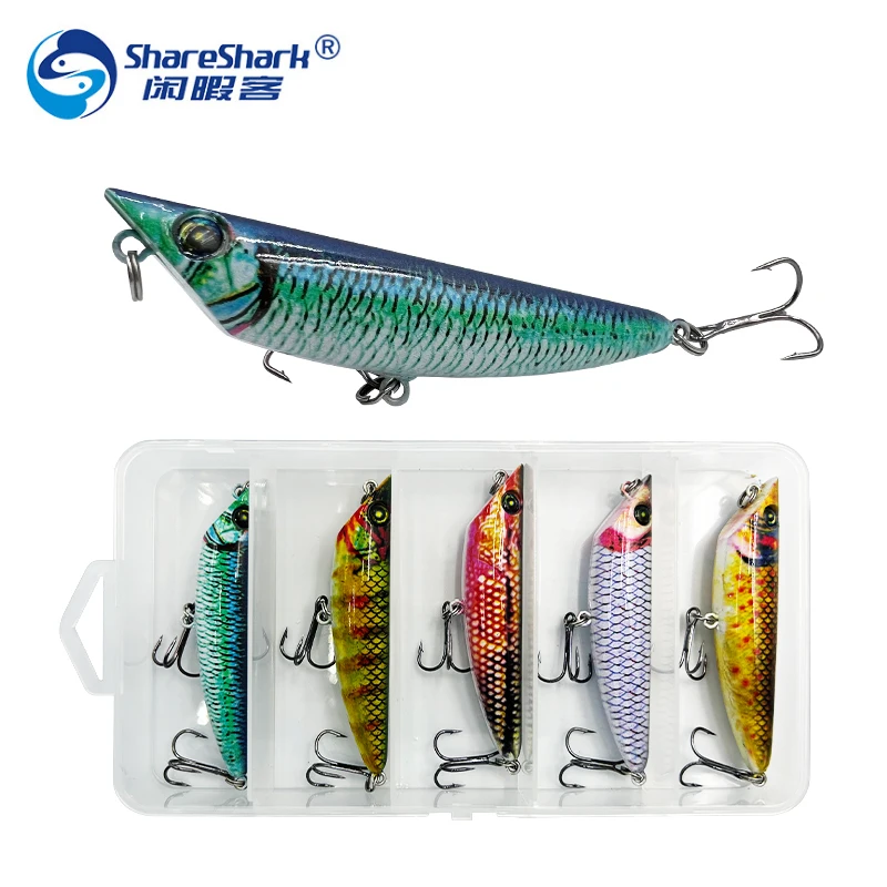 

5pcs/Box 3D Simulation Printing Swimbait Topwater Lure Realis Pencil Bait Saltwater Sinking Hard Fishing Jig Slow Lure