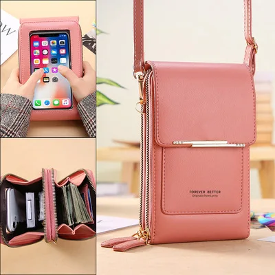 

Brand Designer Fashion Double Zipper Mini Women Shoulder Bags Female Touchscreen Phone Wallet Flap Small Messenger Crossbody Bag, 8 colors for selecting