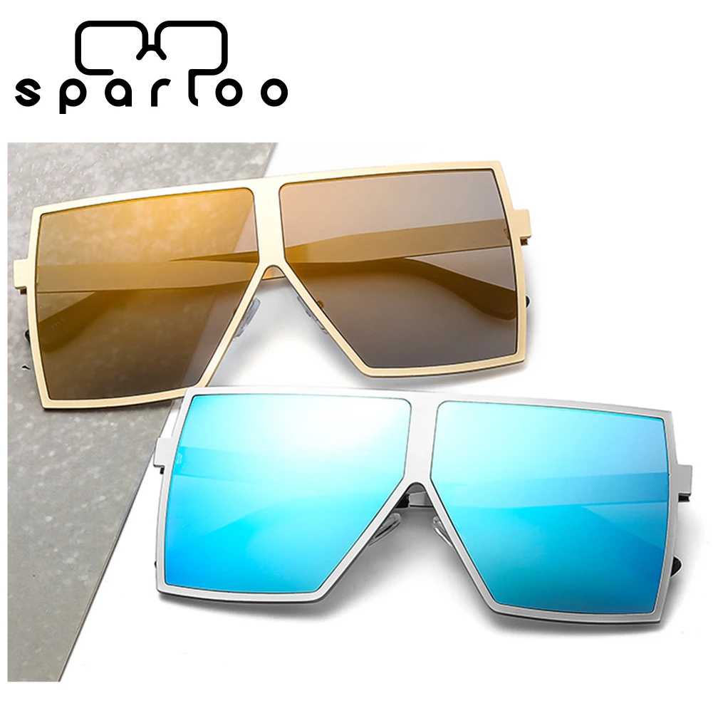 

Sparloo 1668 High Quality Big Metal Frame Mirror Lens Flat Top Oversized Fashion Sunglasses Newest 2020