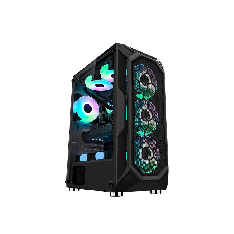 

Best Sale new arrival ATX Gaming PC Case Computer Case with Glass Brand Case 165mm CPU limit, Blcak painting