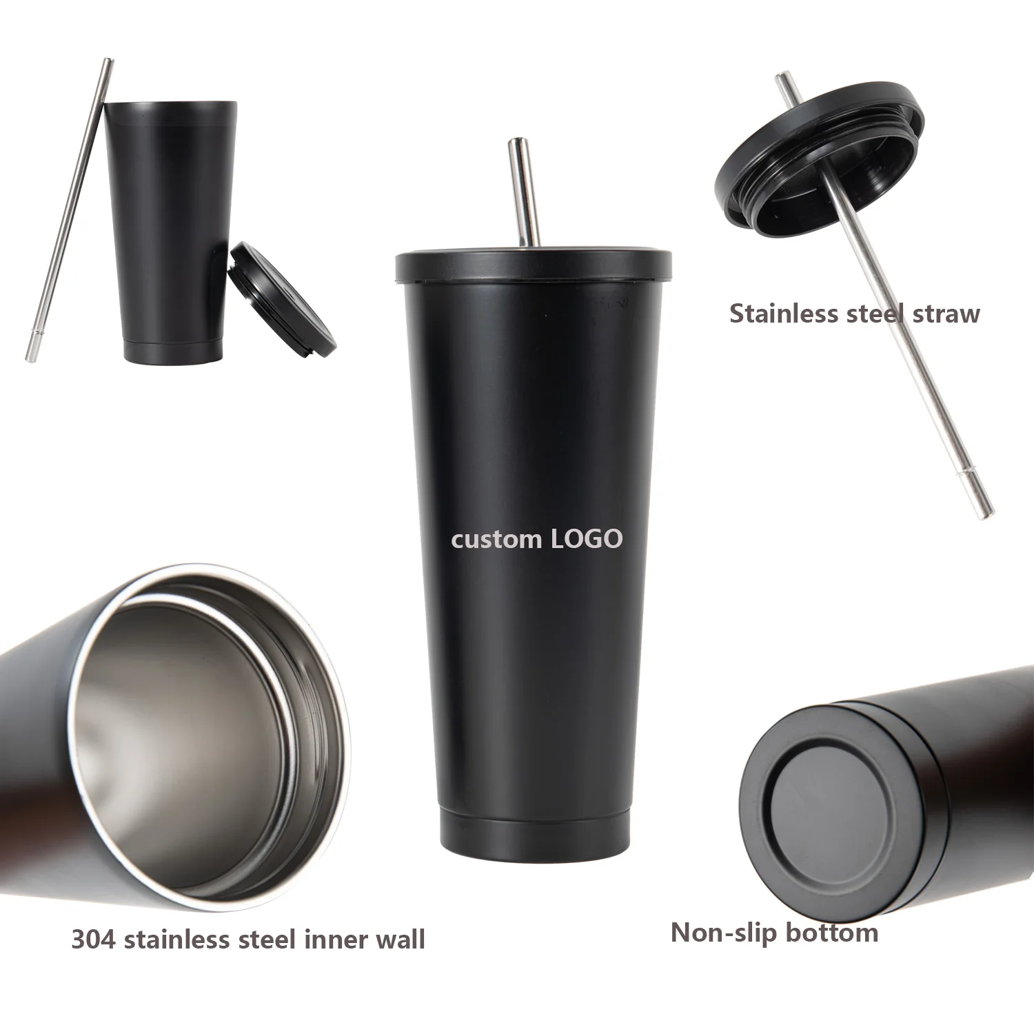 Double Wall Stainless Steel Coffee Mug Travel Tumbler Insulated Cups With Straw and Lid