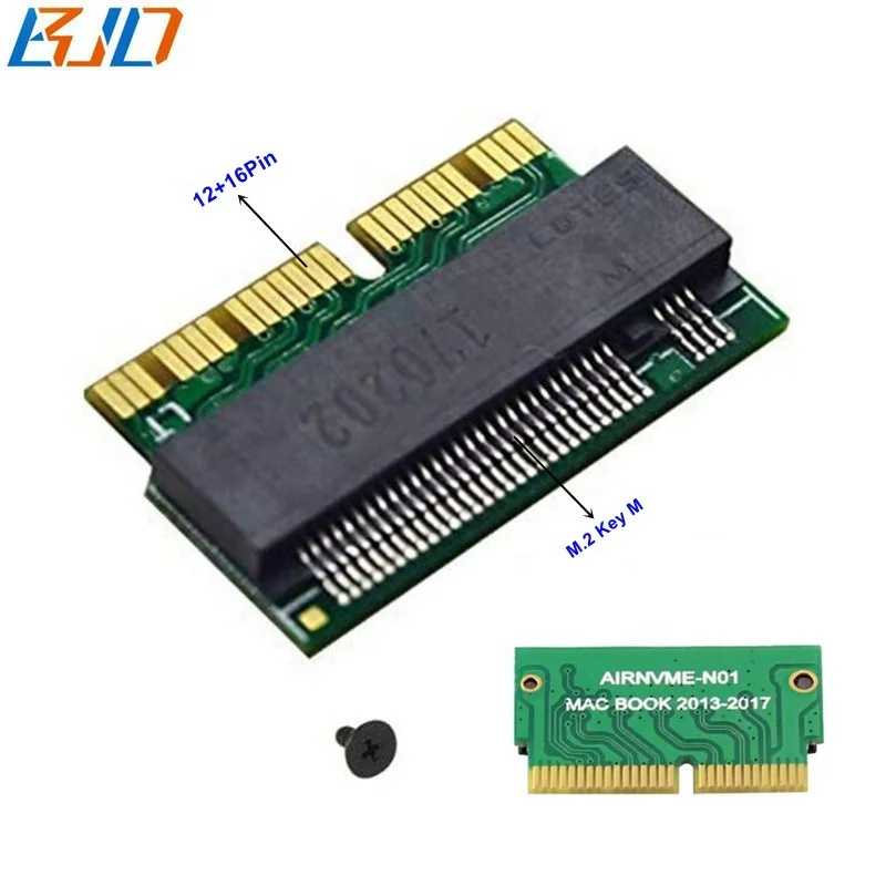 

12+16Pin Connector NGFF M.2 M-key NVME AHCI SSD Adapter Card for 2013 2014 2015 2016 2017 Macbooks Air Pro in stock