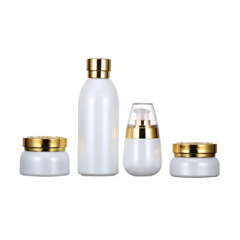 

New Design Empty Cosmetic Milk White Glass Cream Bottles wholesale