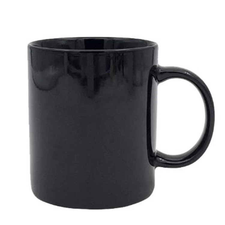 

Wholesale porcelain bulk glossy coffee and tea black ceramic mug 12OZ
