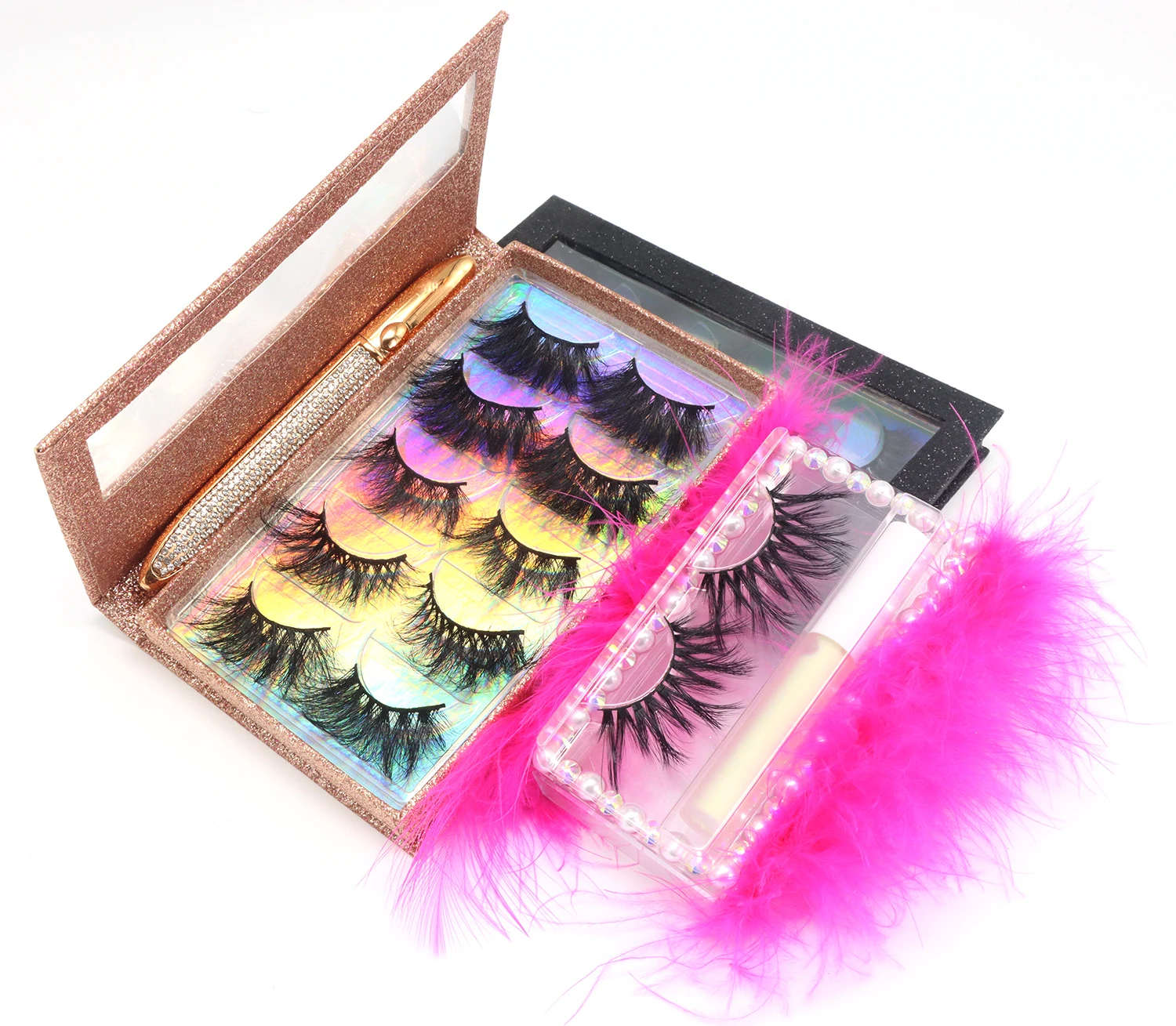 

wholesale 3d Fluffy Eyelash Box Logo Custom Eyelash Packaging 25mm Mink Eyelash Bulk Lasheswholesale Vendor