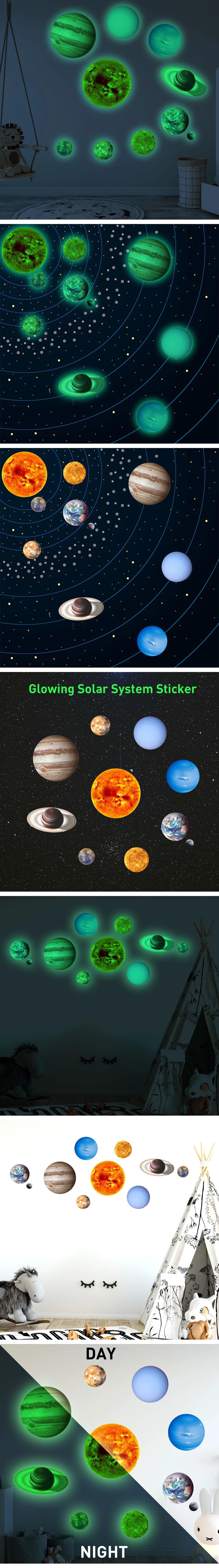 Solar System Luminous Wall Sticker 9# Planets Stars Glow In The Dark    □□ 