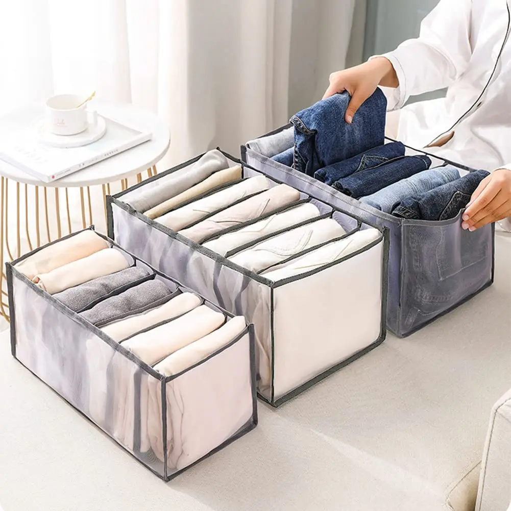 

9 Grids Larger Clothing Storage Organizer Washable Closet Drawer Organizer Washable Drawer Organizers for Clothing, White grey