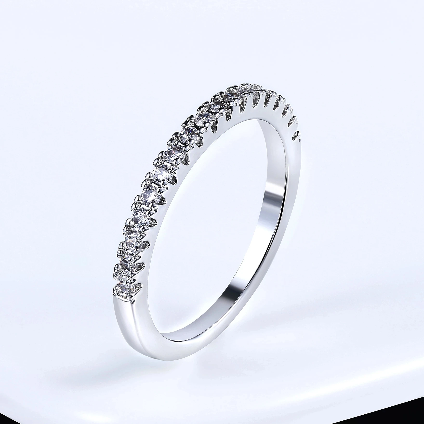 

2021 New Cute Wedding Engagement Rings for Women Micro Pave Crystal Sliver Color Fashion Jewelry, Silver