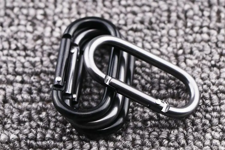 5cm Black and Gunblack Matte Grey  Oval Shape Carabiner