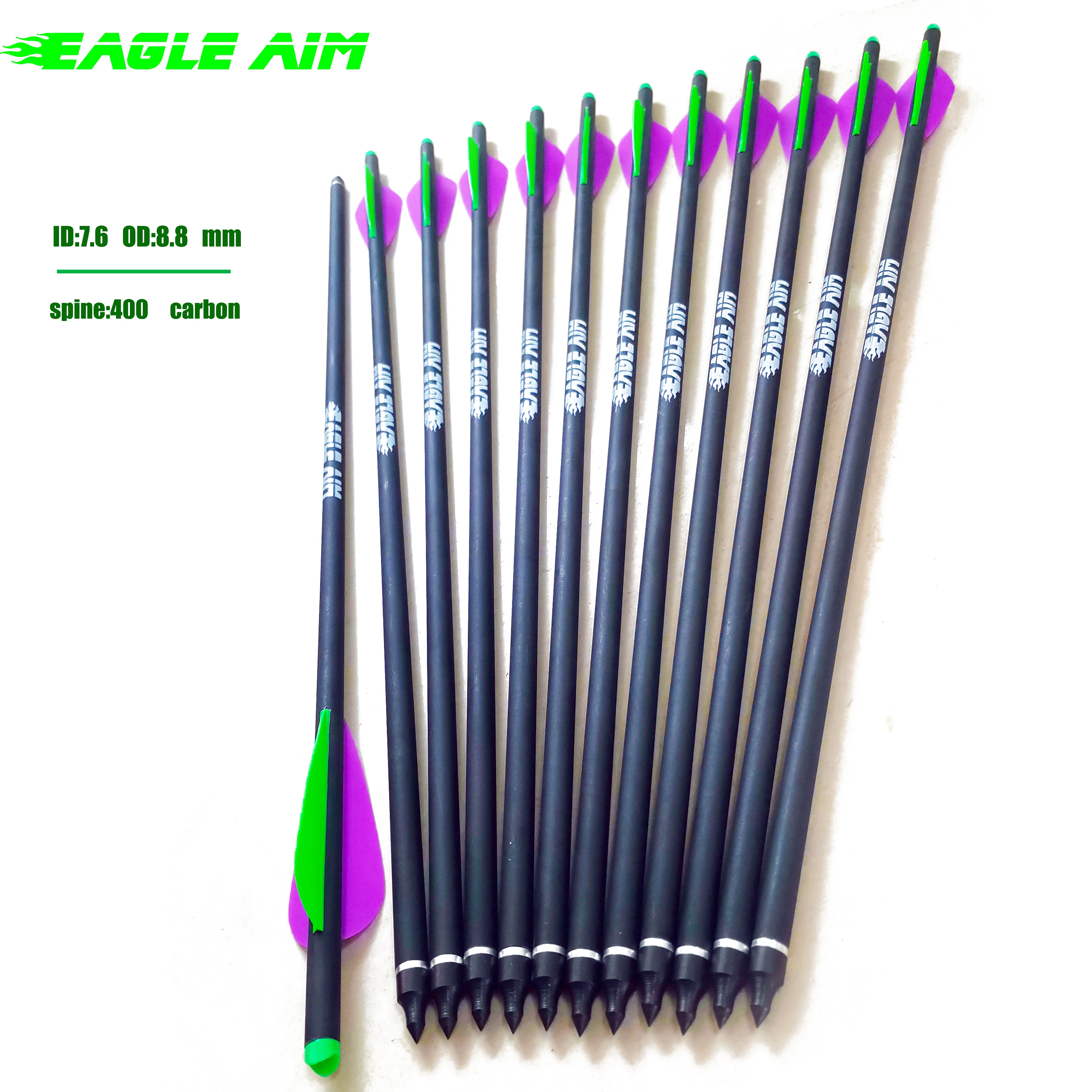 

12Pcs 16/17/18/20/22 inches Carbon Arrow OD 8.8mm Crossbow Bolts with 3 Inch Vane for Archery Hunting