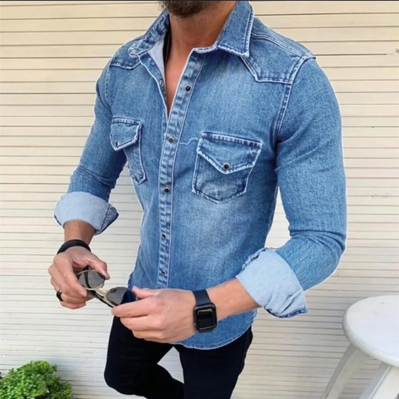 

European and American New Popular Slim Fit Jacket Denim Men's Jacket