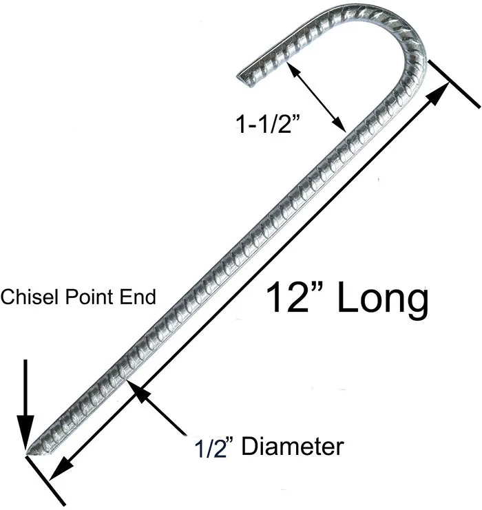8pack12"x 1/2" Rebar Metal Post Trap Garden Landscape Anchor Stakes