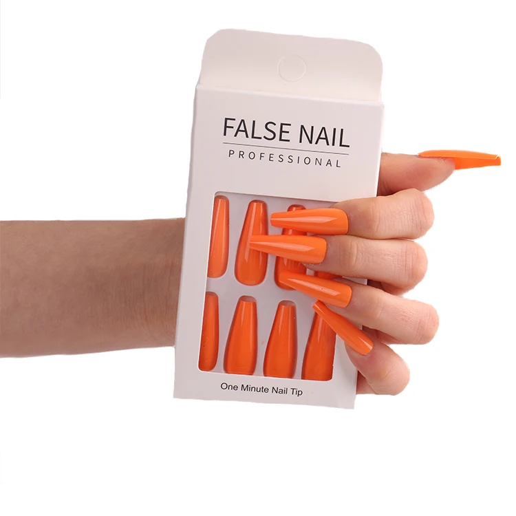 

ABS Long Coffin False Nails Press On Ballerina Nail Tips Fake Nails For Women, As photo