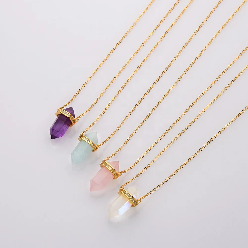 

Fine Jewelry 18k Gold Plated Natural Quartz Gemstone 925 Sterling Silver Moonstone Crystal Necklace
