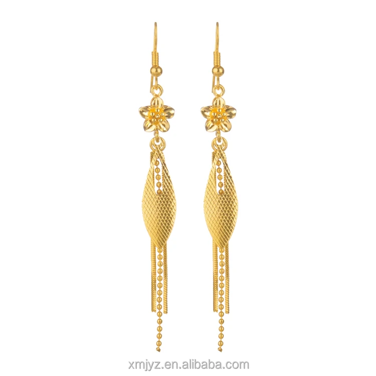 

Brass Gold-Plated Plum Big Leaf Earrings Long-Lasting Fashion Hypoallergenic Jewelry Earrings Wholesale