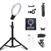 

LED Ring Light 6" with Tripod Stand for YouTube Video and Makeup, Mini LED Camera Light with Cell Phone Holder Desktop LED Lamp