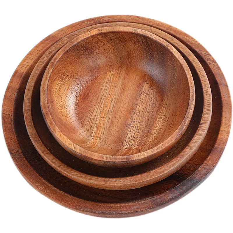 

Japanese household walnut wooden bowl environmental protection bamboo salad bowl, Natural brown