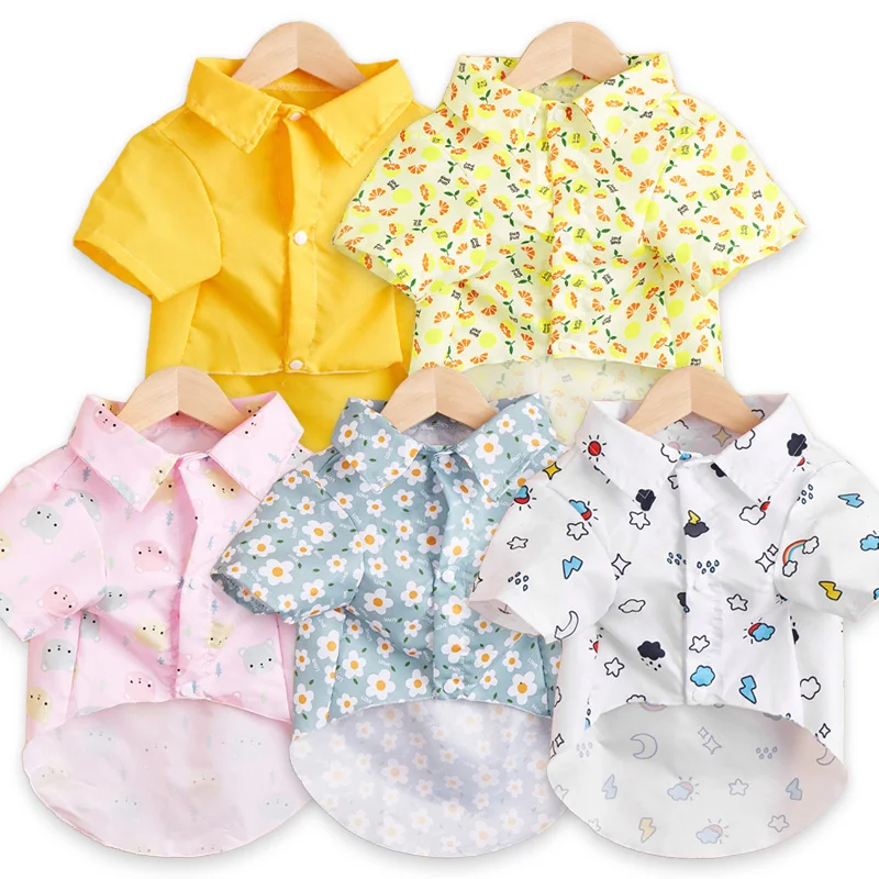 

INS Hot Style Fashion Dog Clothes Designer Cartoon Summer Pet Shirt Puppy French Hawaiian Shirt
