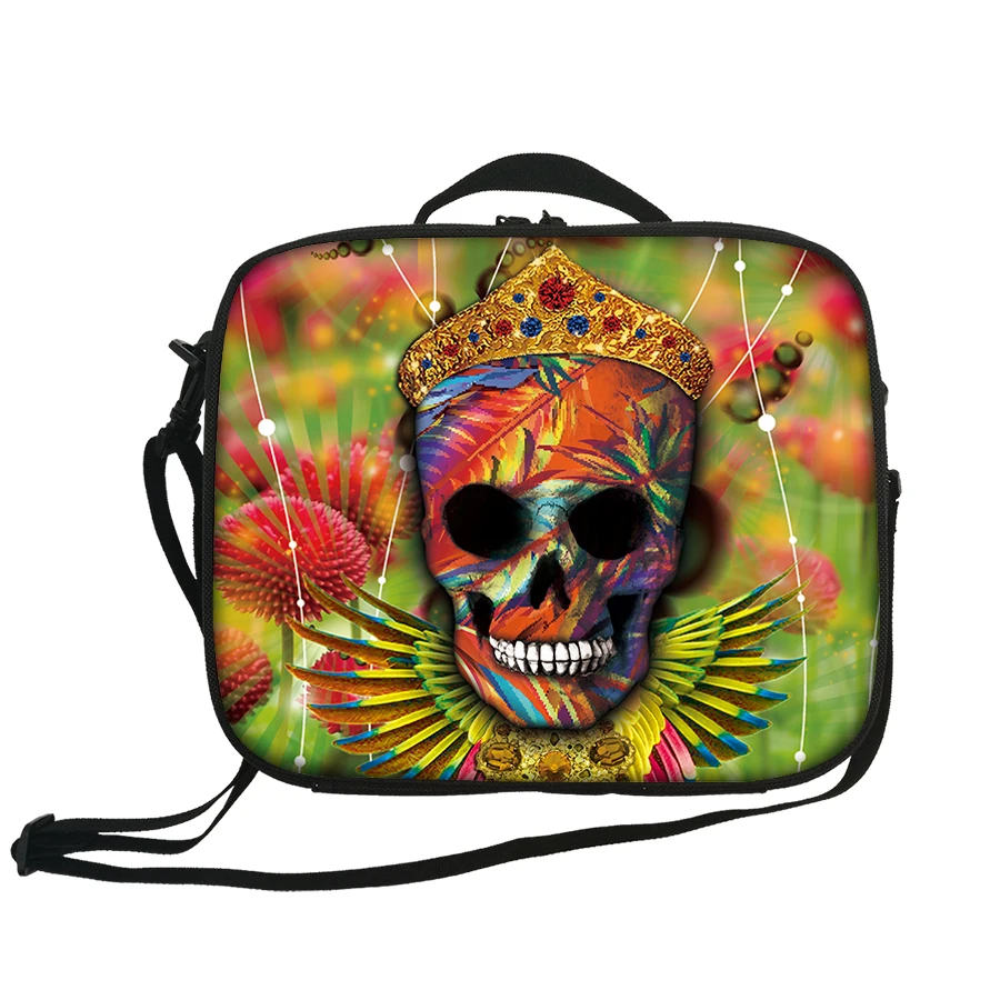 

New item two compartment lunch bag large capacity high quality best price tote bag lunch waterproof lightweight skull print bag