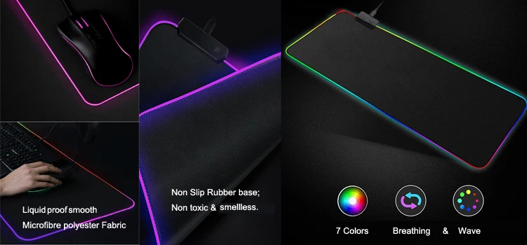 Large Rgb Led Mouse Pad Mat With 7 Lighting Modes Flashing Gaming Mouse