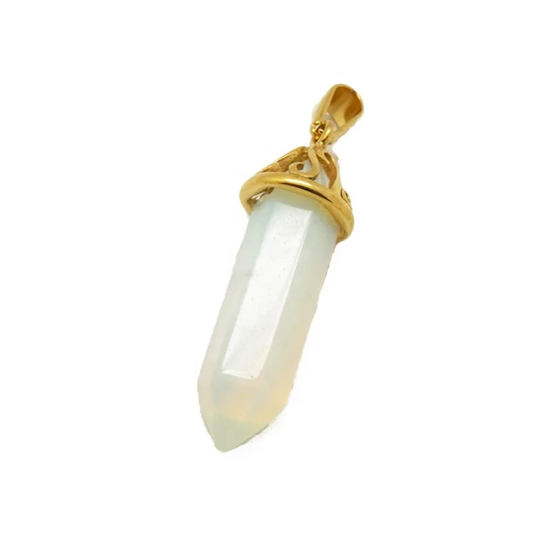 

Olivia in stock handmade natural crystal healing point clear quartz necklace colorful crystal point gemstone pendant for women