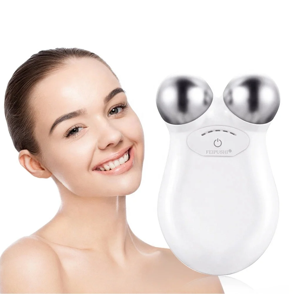 

Face Beauty Equipment EMS Face Lifting Massager Microcurrent Facial Toning Device, White+pink