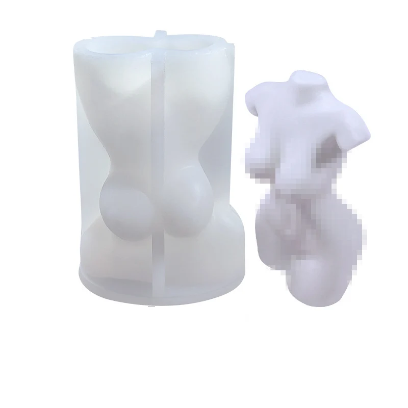 

3d Small Size Female Body Human Statue Candle Silicone Custom Unique Purse Epoxy Crystal Candle Rectangle Ashtray Art Resin Mold, White
