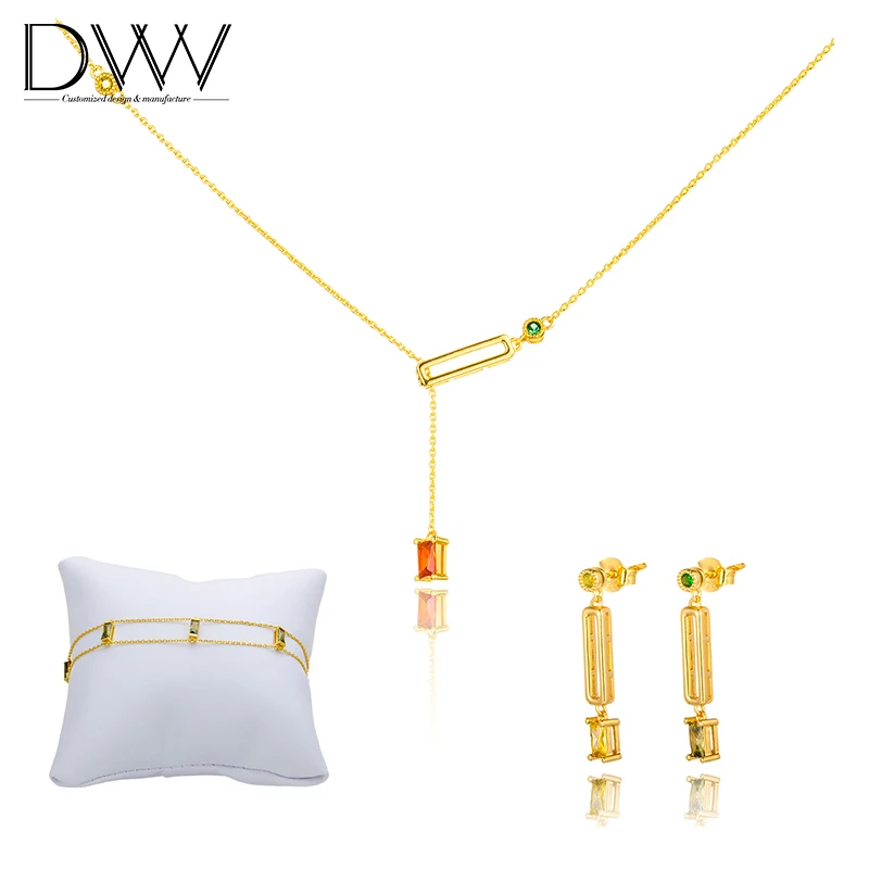 

Designer 18K Gold Fancy Zircon Stone Bridesmaid Luxury Multi Jewelry Set