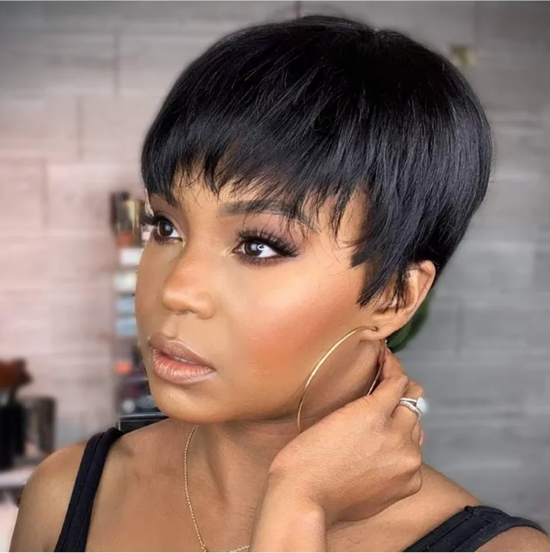 Short for Cut Brazilian Human Hair Wigs 10A Grade Remy 180% Density Glueless Natural Color Black Women's Bob Wigs