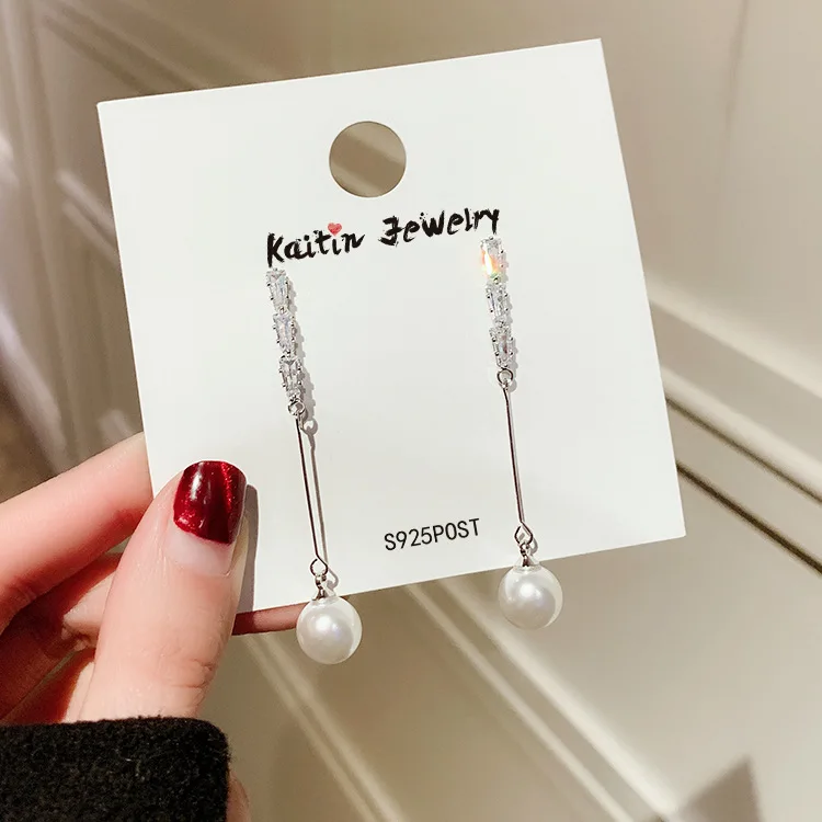 

2020 crystal pearls heart dangle earrings