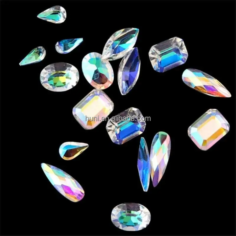 

Diamond Shiny Nail Rhinestone AB Flat Back Glass Crystals  Gems Acrylic 3D Nail Art Decorations Stone, Picture