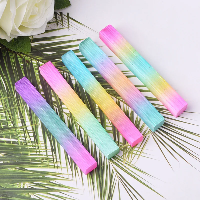 

Wholesale Natural crystal Moroccan translucent selenite stone rod electroplated colorful gypsum rod fengshui home decoration