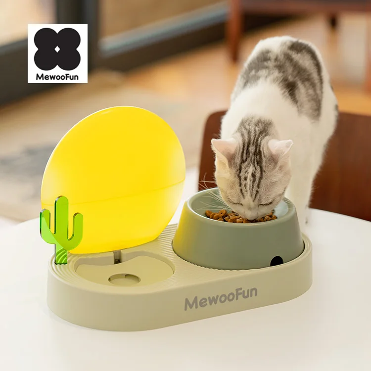 

MewooFun 3- in- 1 Water Feeder Bowls Cat Double Food Bowls Plastic Raised Cat Food and Water Bowls Set