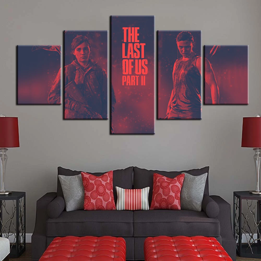 

5 Pieces Video Game Poster HD Wallpaper Home Decor Wall Sticker The Last of Us Oil Painting Canvas Art Paints Wall Art Murals, Multiple colours